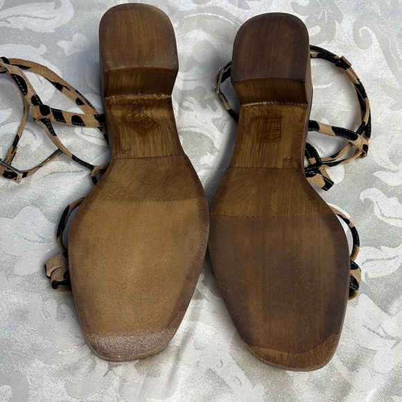 Christian Di Riccio Leopard Cheetah Strappy Platform Heeled Sandals Clog - Picture 5 of 15